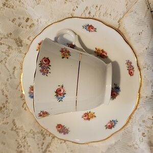 Colclough Genuine Bone China, Floral Teacup & Saucer, Made In Longton, England